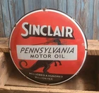 Vintage Sinclair Pennsylvania Motor Oil Porcelain Metal Gas Pump Plate Sign Dino