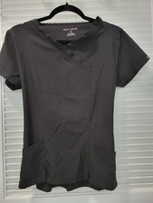Women's Black Scrub Top Size Small V Neck With Scrunched Back For A Fitted Look