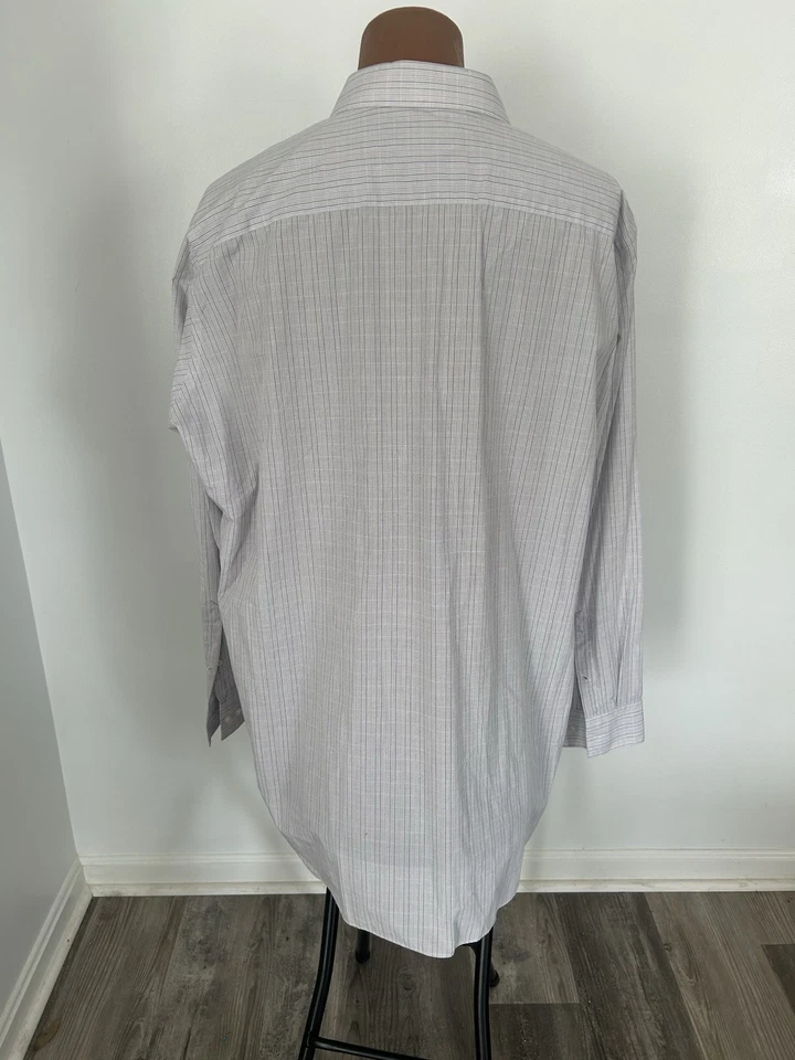 Camisa Geoffrey Beene Calce Alto Sin Arrugas Azul A Cuadros Abotonada Talla 19 37/38 Foto 2 de 3