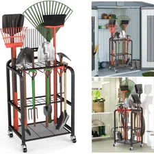Garden Tool Organizer for Garage, Yard Tool Organizer with Wheels for Garage ...