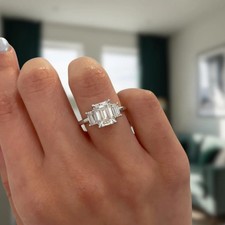 1.50 Carat Emerald Certified Lab Grown Diamond Engagement Ring 14k White Gold