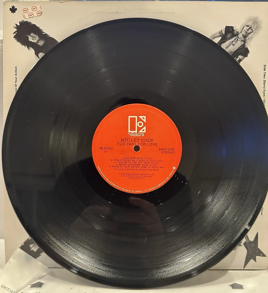 ULTRA RARE MOTLEY CRUE Too Fast For Love 1982 Canadian Mispress 96 01741 - Image 3 of 4