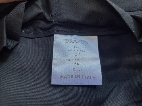 Drake’s Navy Tropical Wool Suit, Blazer Single-Pleat Pants, EU56 (fits US 42/44) - Picture 16 of 24
