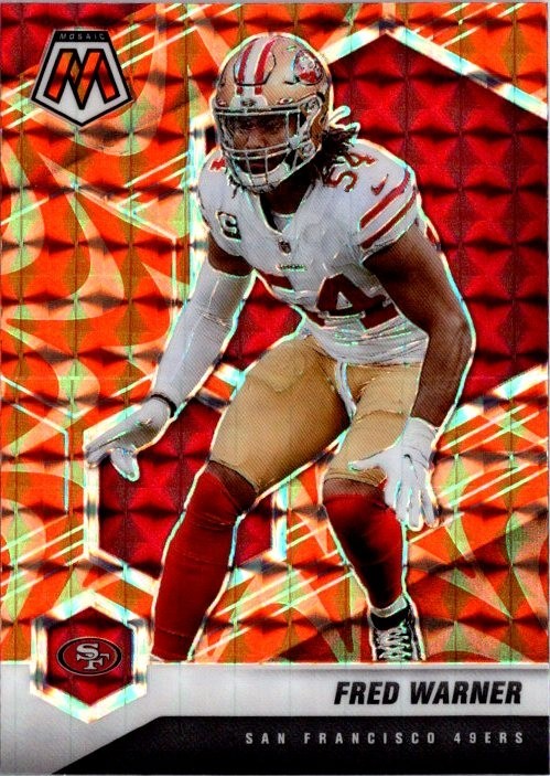 2021 Panini Mosaic #178 Fred Warner Mosaic Reactive Orange San Francisco 49ers