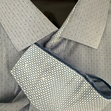 Ted Baker Endurance Dress Shirt Men  s 17 34/35 Slim Fit Flip Cuff Swiss Dot