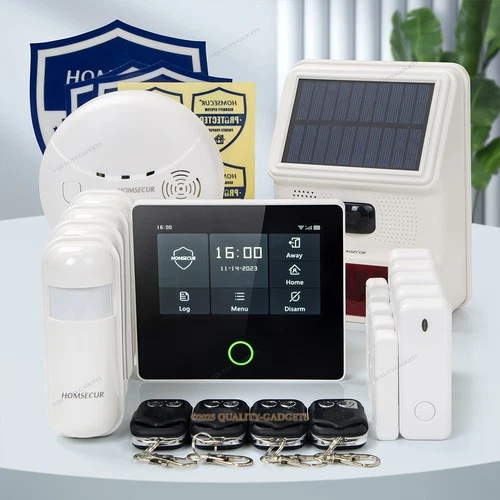 HOMSECUR Wireless WIFI 4G GSM Home Security 4.3" Alarm System+4*PIR+Door Sensor