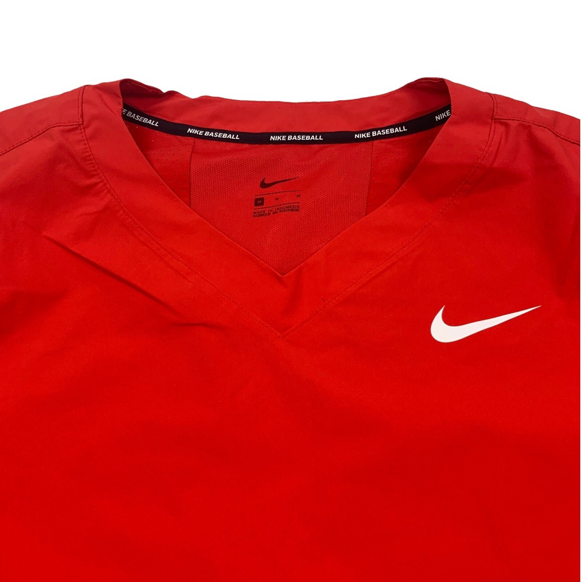 Nike Red Hot Baseball Jacket Shirt Short Sleeve Men's Medium