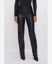 Good American Black Faux Leather Straight Leg Pocket Pants Women s Size 6/28
