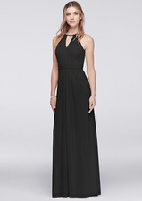 david's bridal beaded keyhole long mesh dress brand new,color black,size small