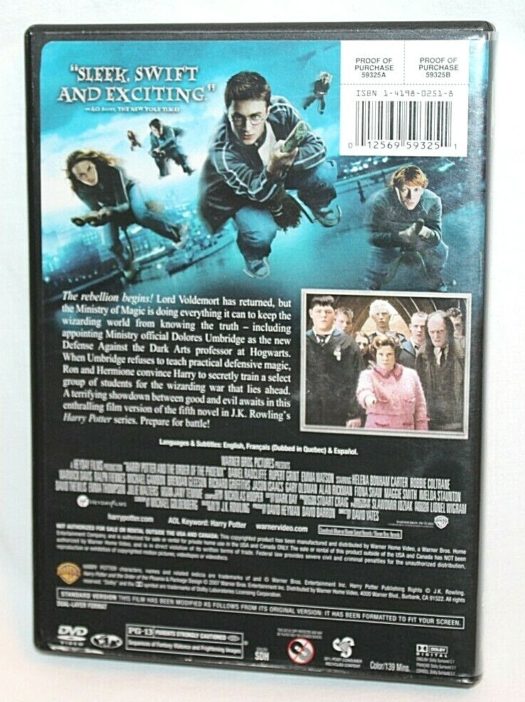 Harry Potter & The Order of the Phoenix DVD Full-Screen Edition | eBay