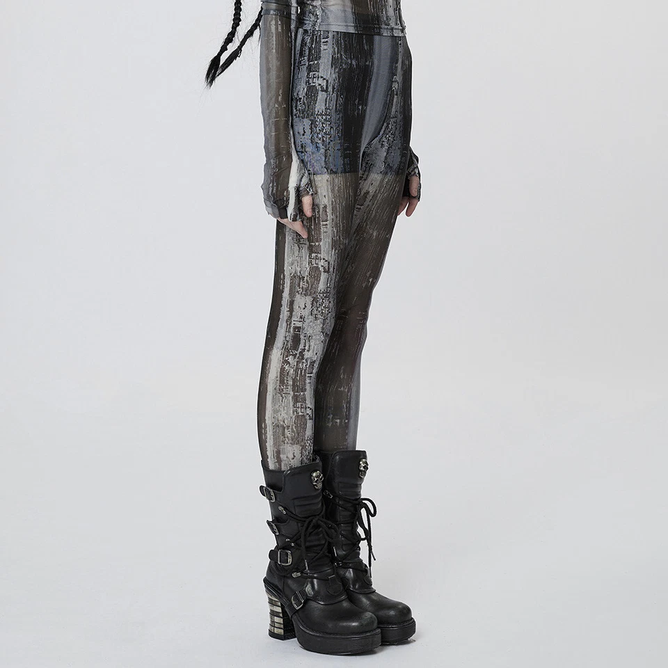 Punk Rave Leggings - Sulphuric Steam Grau Gothic Punk Okkult Alternative - Bild 2 von 4