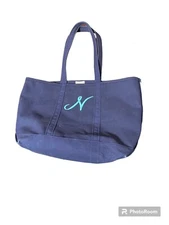 Vintage 90's L.L. Bean Boat and Tote Navy Canvas Bag Shoulder Strap Made in USA.