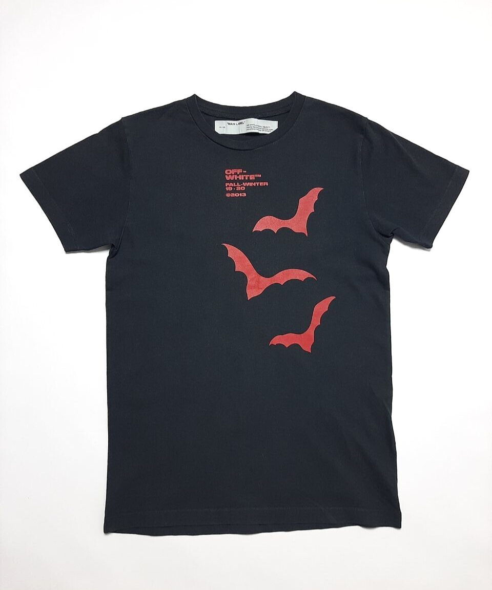 Off-White c/o Virgil Abloh Bats Wings Print Slim Black Tee Size XS