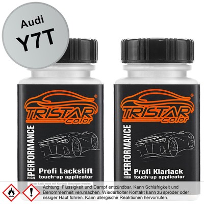 Autolack Lackstift Set Audi Y7T Kristallsilber Metallic Basis Klarlack