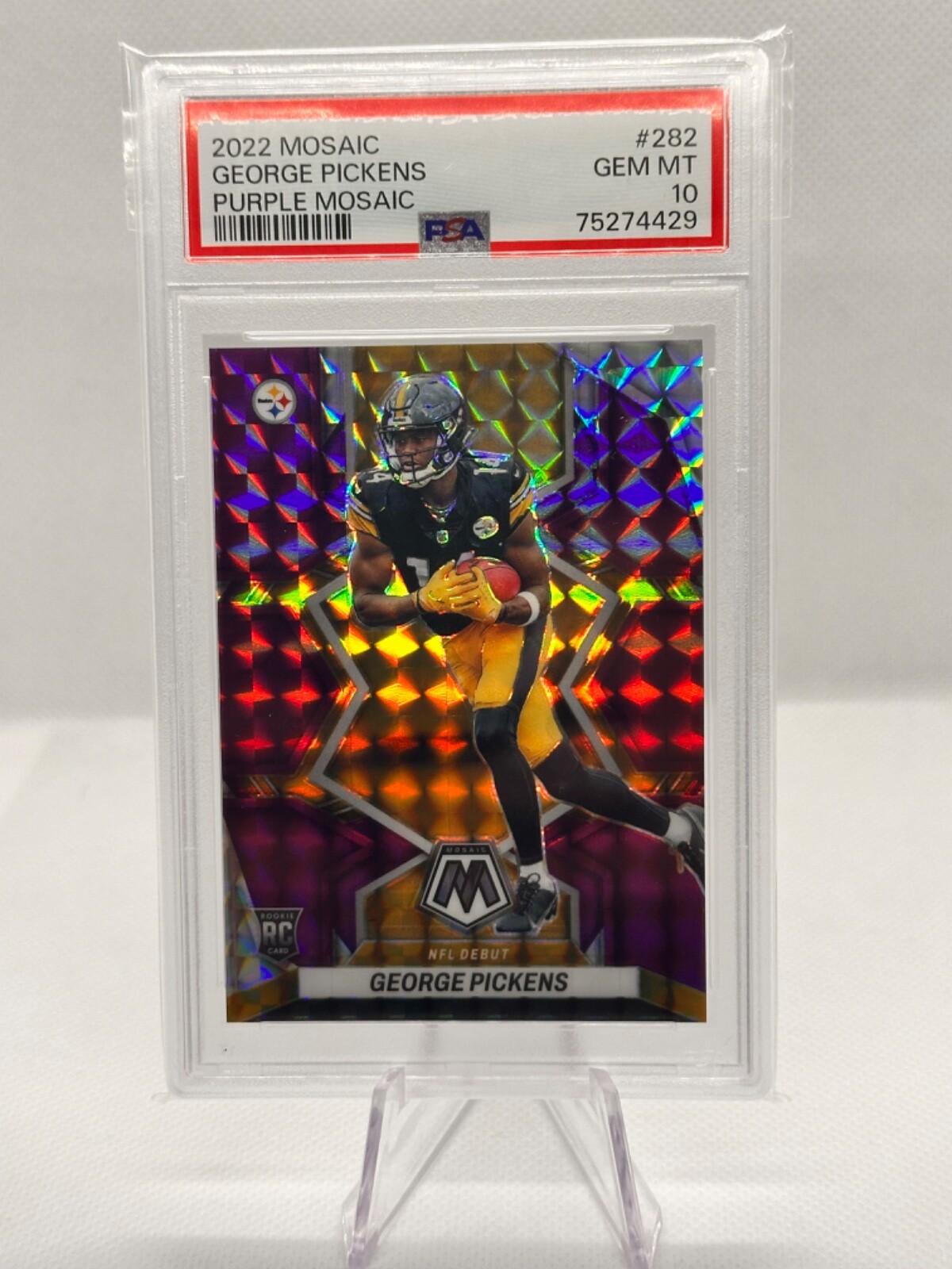 2022 Mosaic GEORGE PICKENS Purple Rookie /49 #282 Pittsburgh Steelers SSP PSA 10