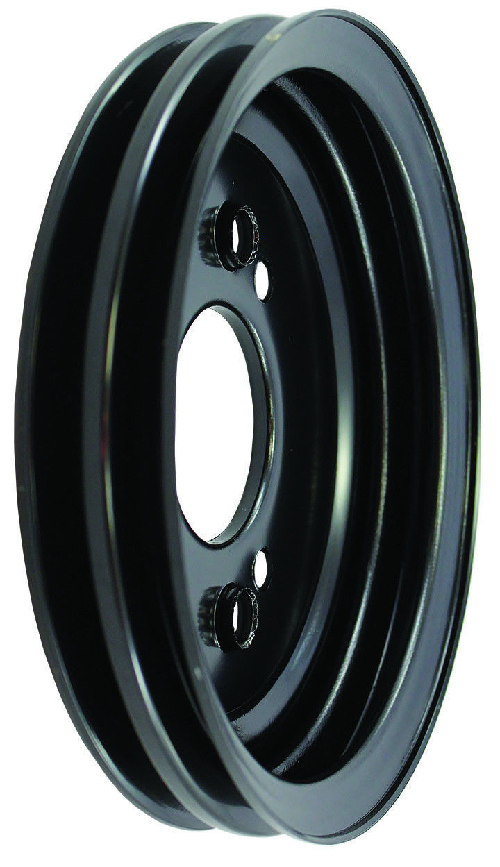 BB CHEVY 396 454 PULLEY KIT BLACK STEEL SWP PULLEYS 2 GROOVE NEW SET