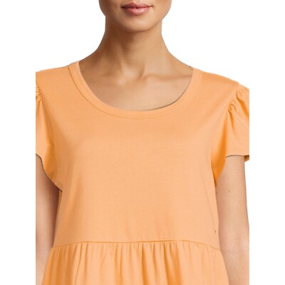 Time and Tru Short Sleeve Tiered Knit Dress, Women's Size M orange New |  eBay