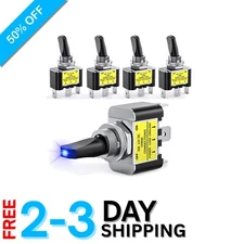 5PCS LED Toggle Switch 12V 30A with Blue Indicator - Essential Auto Upgrade