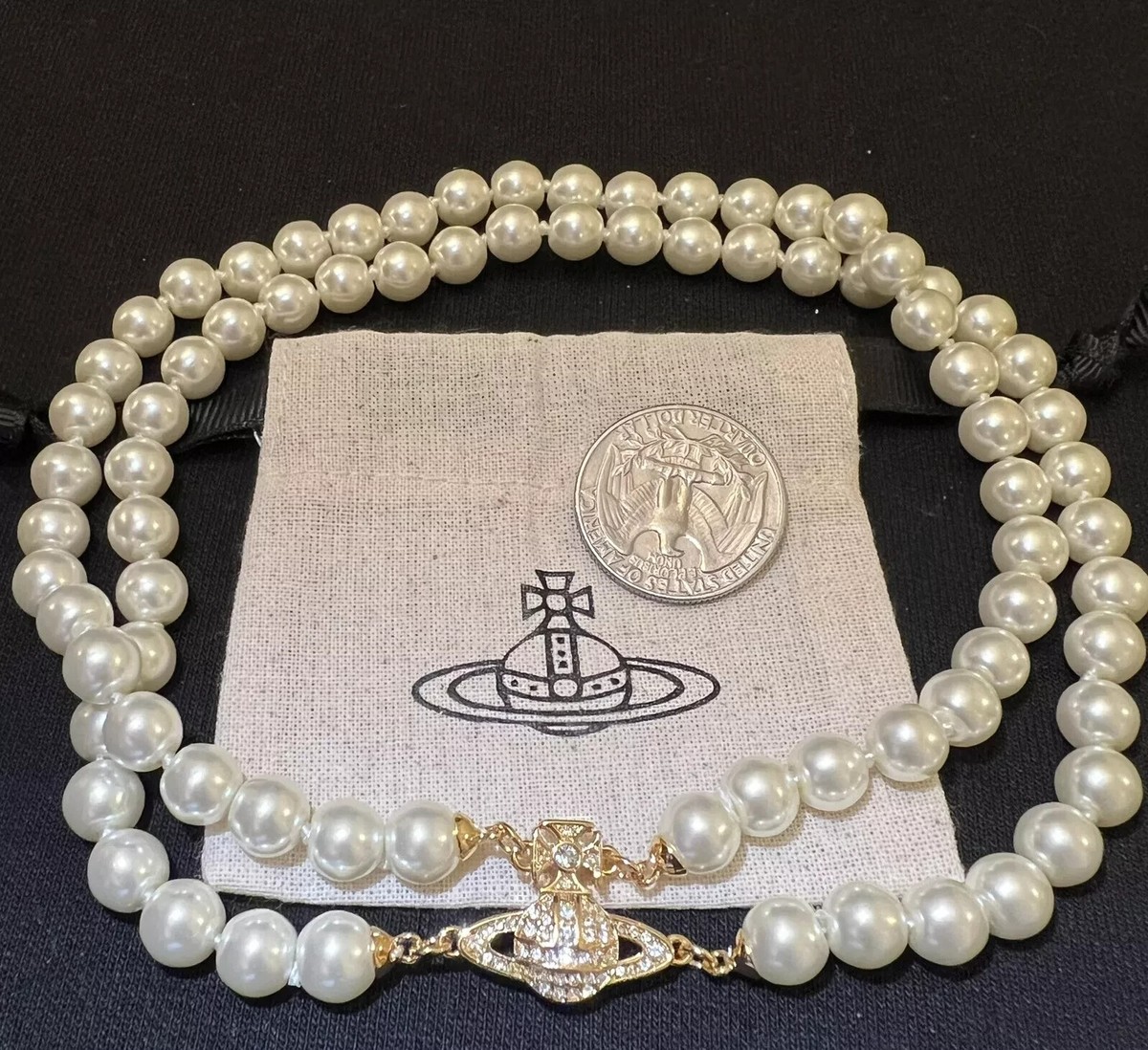 Vivienne Westwood Gold GRAZIELLA Two Row Pearl Magnetic