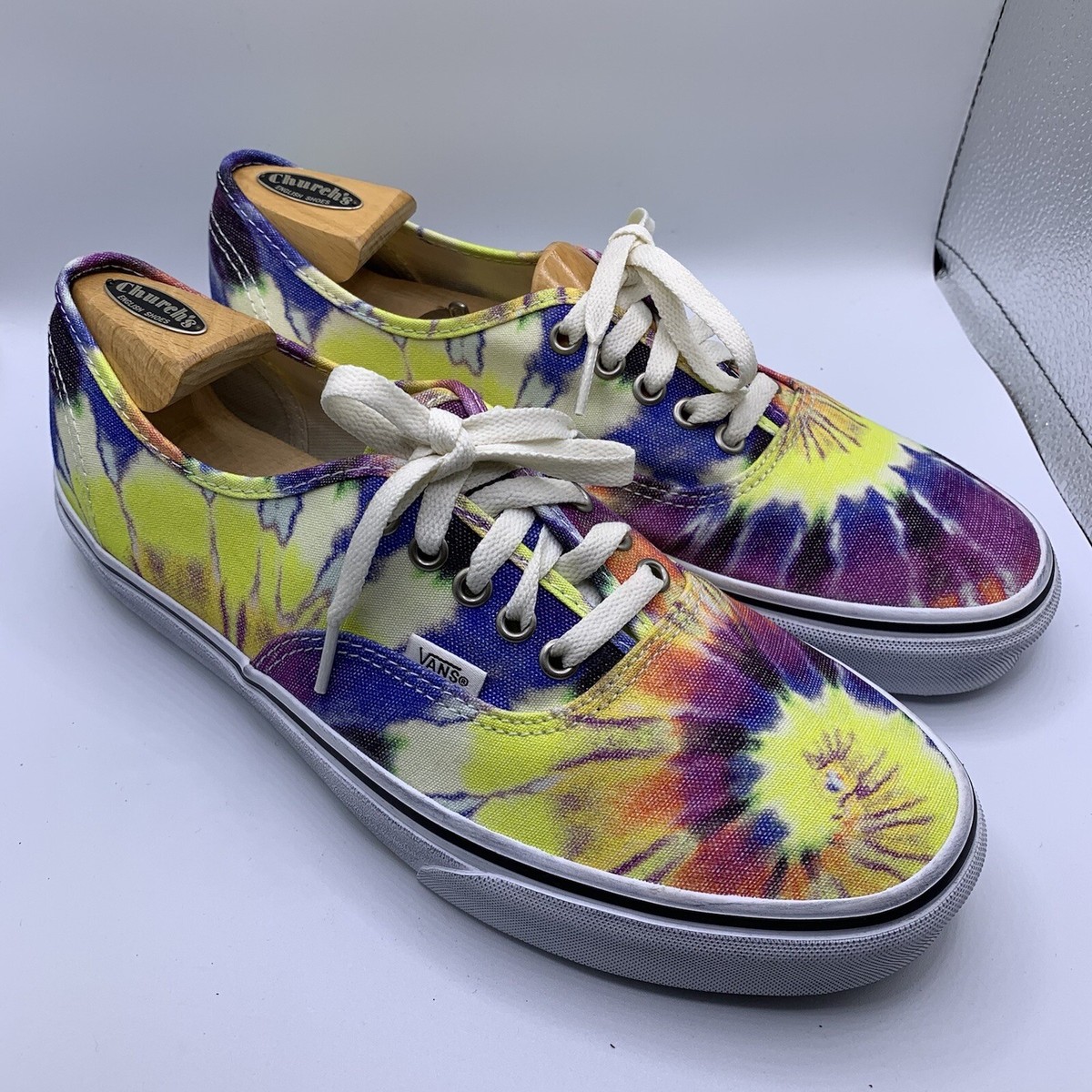 Vans Authentic Tie Dye All Over Print Skate Shoe Vans Authentic Blue Tie Dye Canvas Athletic Skate Shoes US 7  main image 2