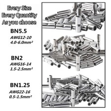 10-100Pcs 22-2 AWG Copper Wire Splice Terminals Ferrule Butt Crimp Connectors
