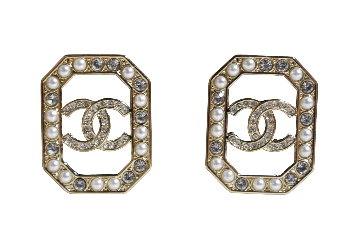 CHANEL Pave Crystal CC Pearl Drop Earrings - Timeless Luxuries