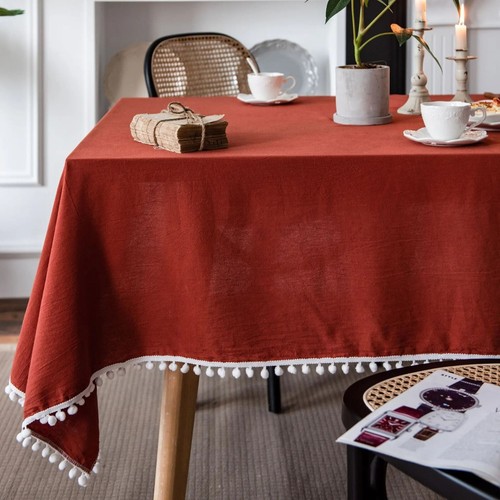 Table Cloth Washable Christmas Red Cotton Dining Banquet New Year Christmas Deco - Picture 8 of 8