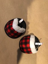 Build a Bear Slippers /  Red Plaid Buffalo Checked Fur Trimmed Slippers