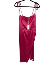 NWT Reformation Marguerite Silk Midi Dress in Pink Flambe-sz 14