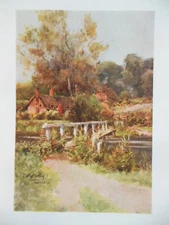 Original Edwardian 1909 HAMPSHIRE Print of Martyr Worthy, Wilfrid Ball, Colour