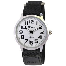 Ravel Gents Easy Fasten Sports Work Watch Clear White Face