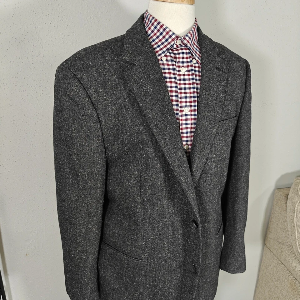 Abrigo Blazer Deportivo Andrew Fezza OARY Para Hombre Gris Franela Mezcla Poliéster 44R Foto 3 de 4