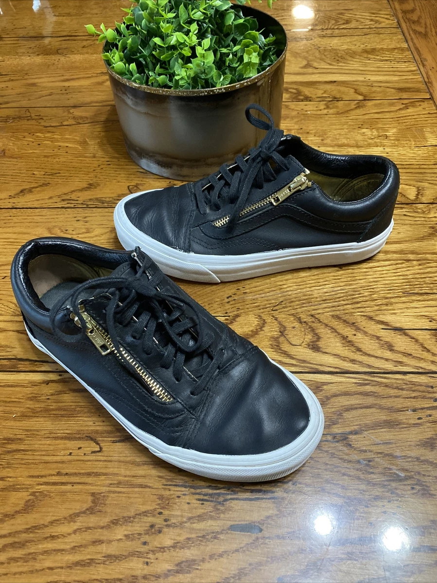 Vans Old Zip Leather) Black 5.5/7 | eBay