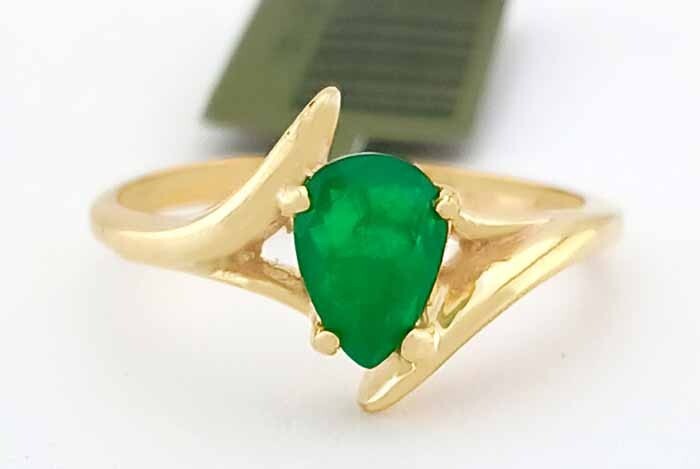GENUINE 1.12 Cts EMERALD SOLITAIRE RING 10K GOLD - Free Certificate Appraisal