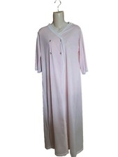 Vtg Montgomery Ward Robe Nightgown Long Nylon Pink Lace Trim 60's 70 s MD