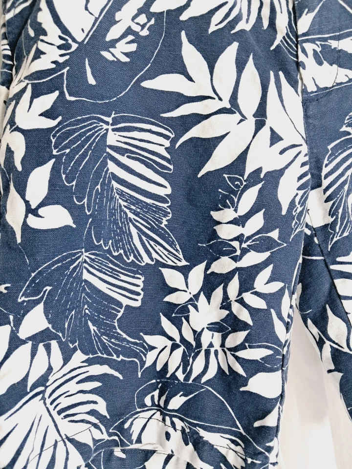 Island берега льняной смеси шорты размер 32 x 9 синий и белый цветочный гавайский Бермуды - Изображение 3 из 4