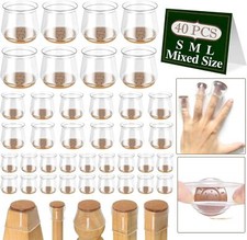 40 Pcs, Chair Leg Floor Protectors for Hardwood 20S-12M-8L, Transparent