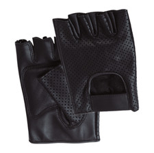 Guanti vintage da guida 1/2 dita auto moto bici in vera pelle traforata