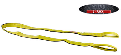 2Pk 4''x16' Web Sling - 11500 LBS WLL Vertical - 2-Ply Eyelets Tow Lifting Straps