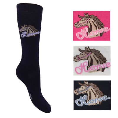Kinder Kniestrümpfe MaxiMo Socken Mädchen Pferde reiten rosa lila 19 23 31 35 38