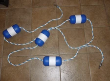 HARVARD HANDI-LOCK POOL ROPE & FLOAT KIT - 4 FLOATS/ 18 FEET with hooks -EUC