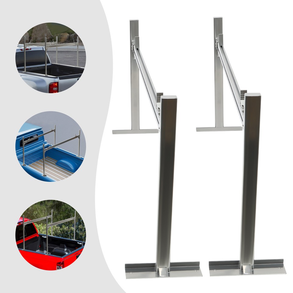 2PCS Aluminum Pick Up Truck Bed Ladder Rack Carrier 800lbs Fixed 71*14