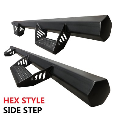 Fit 2007-2018 Chevy Silverado Crew Cab  Hexagon Side Steps Running Boards Bar