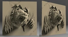 3D STL Model ANGRY BEAR for CNC Router Aspire Artcam 3D Printer Carving Engraver