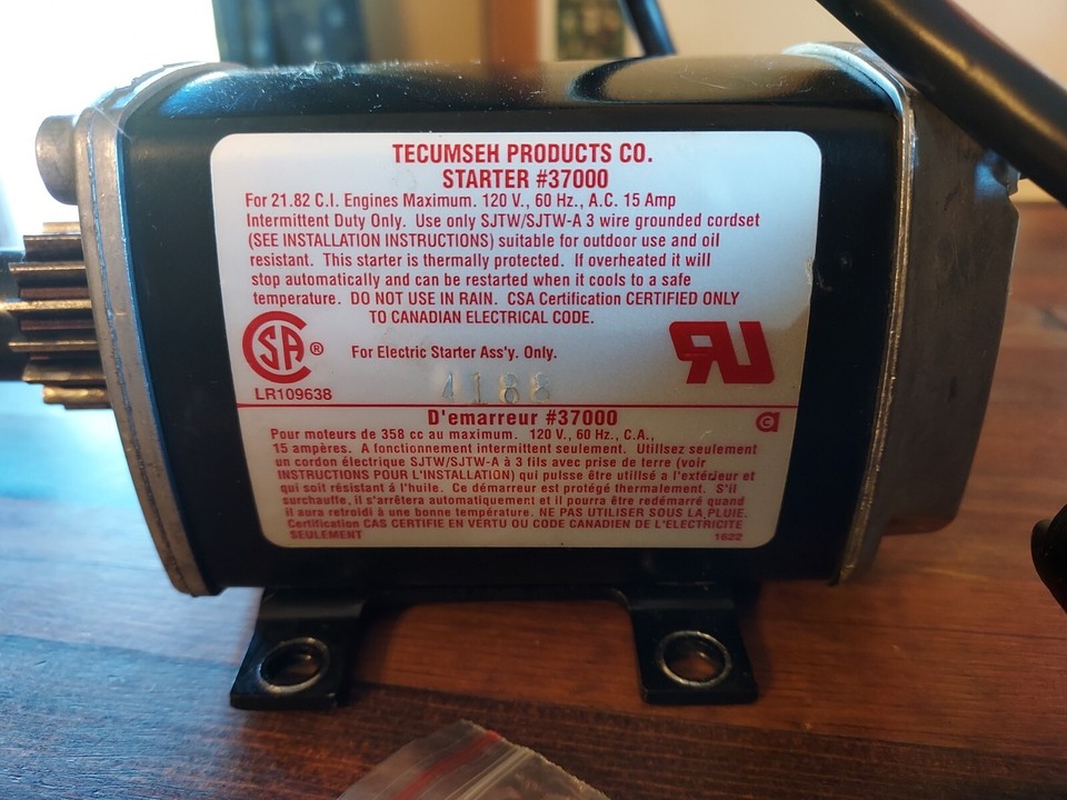 OEM GENUINE TECUMSEH ELECTRIC STARTER 37000 33329, Take Off Part