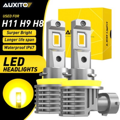 AUXITO H11 H8 Yellow LED Fog Driving Light DRL Bulb 200W High Power Super Bright