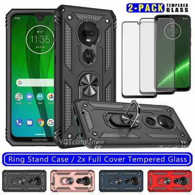 For Motorola Moto G7 G7 Plus Case Hybrid Rugged Stand Cover Full Tempered Glass Ebay