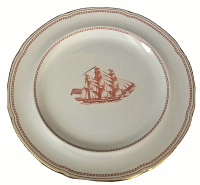 Copeland /Spode Trade Winds Red / Gold trim 10 1/4  Dinner Plate-1