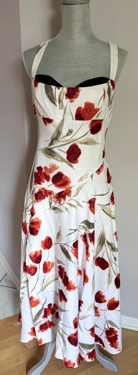 Reformation Bekki 100% Linen Floral Sweetheart Neck Flare Midi Dress NWT Size 10 | eBay Reformation Bekki 100% Linen Floral Sweetheart Neck Flare Midi Dress NWT Size 10 | eBay