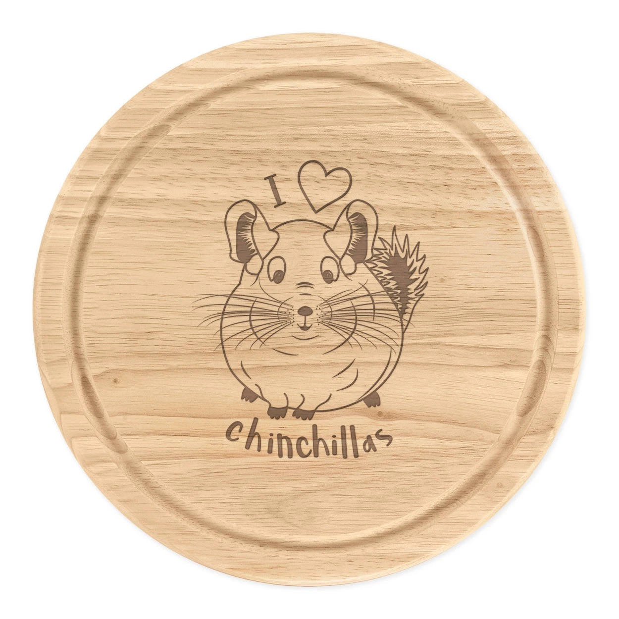 I Love Chinchillas Round Chopping Cheese Board Funny